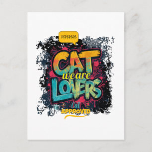 Neon Graffiti Typografie Kattenliefhebbers Pop Art Briefkaart