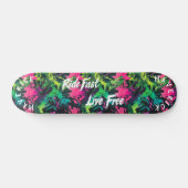 Neon Graffiti & White 'Ride Fast Live Free' Motto Persoonlijk Skateboard (Horizontaal)