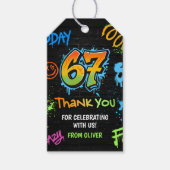 Neon Graffiti Zes Zeven Kinderen 7e Verjaardagsfee Cadeaulabel (Voorkant)