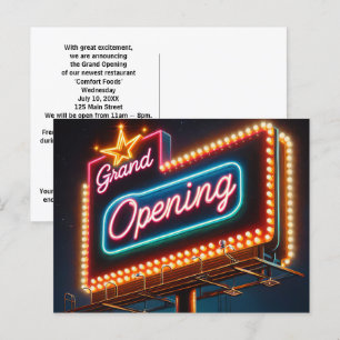 Neon Grand Opening Billboard voor nieuwe zaken Briefkaart