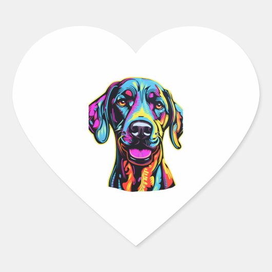 Neon Great Dane Hart Sticker (Voorkant)