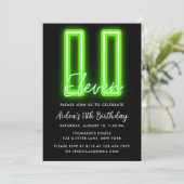 Neon Green 11th Birthday Invitation Kaart (Staand voorkant)