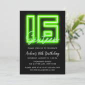 Neon Green 15th Birthday Invitation Kaart (Staand voorkant)