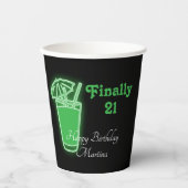 Neon Green 21st Birthday Papieren Bekers (Voorkant)