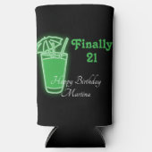 Neon Green 21st Birthday Seltzer Blikjeskoeler (Voorkant)