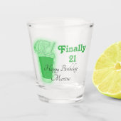 Neon Green 21st Birthday Shot Glas (Voorkant)