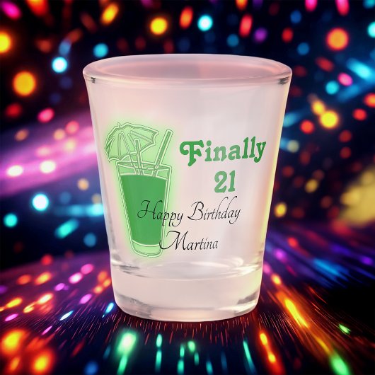 Neon Green 21st Birthday Shot Glas