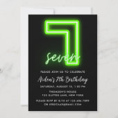 Neon Green 7th Birthday Invitation Kaart (Voorkant)