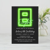 Neon Green 8th Birthday Invitation Kaart (Staand voorkant)