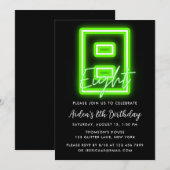 Neon Green 8th Birthday Invitation Kaart (Voorkant / Achterkant)