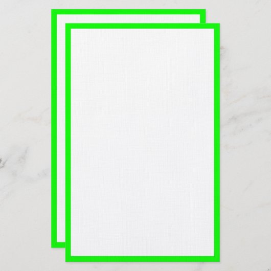 Neon Green aangepaste kleur rand randen wit trendy Briefpapier (Voorkant / Achterkant)