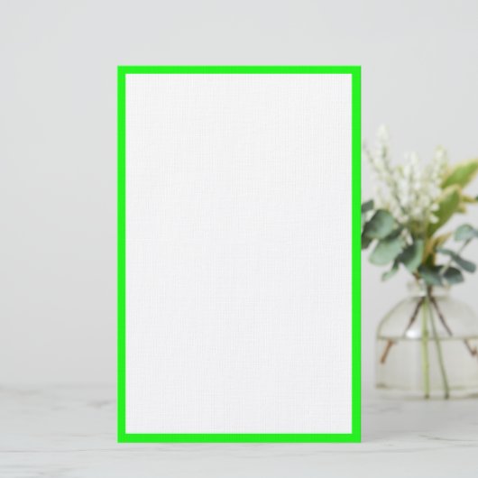 Neon Green aangepaste kleur rand randen wit trendy Briefpapier (Staand voorkant)