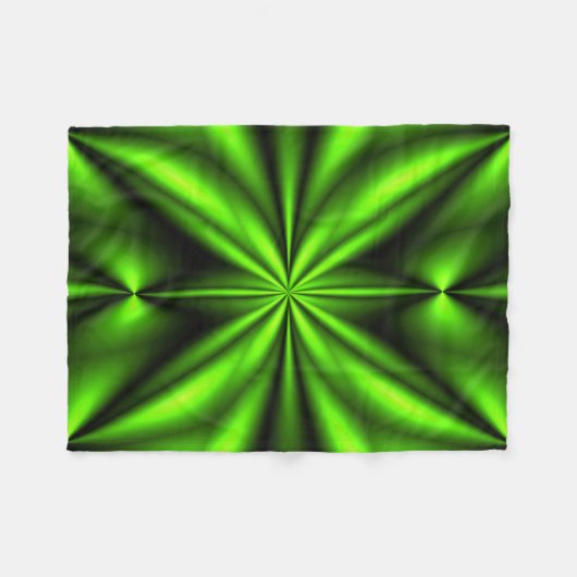 Neon Green Abstract Fractal Fleece Deken (Voorkant (Horizontaal))