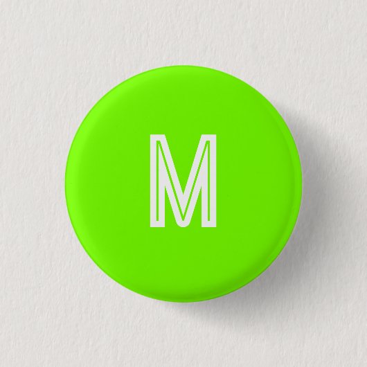 neon green - add monogram   ronde button 3,2 cm (Voorkant)