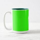 neon green - add monogram tweekleurige koffiemok (Links)