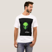 Neon Green Alien Head T-Shirt – Sci-Fi Space Vibes (Voorkant volledig)