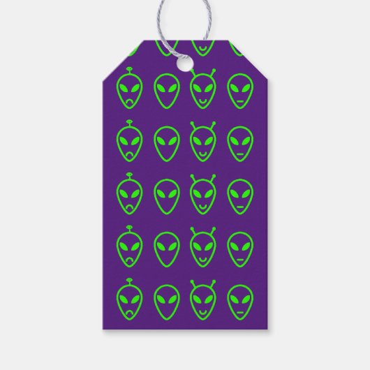 Neon Green Aliens Gift Labels Cadeaulabel (Voorkant)