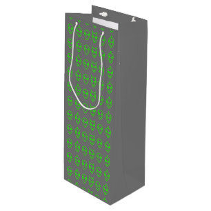 Neon Green Aliens Medium Gift Bag Wijn Cadeautas