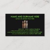 Neon Green Alpaca Dier Visitekaartje (Achterkant)