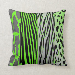 Neon Green Animal Print Pillow voor een moderne lo Kussen