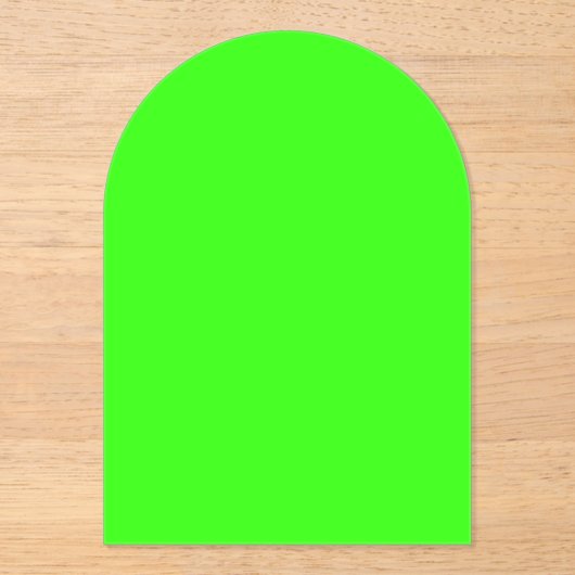 Neon Green Arch Acrylic Invitation – Customizable Acryl Uitnodigingen (Voorkant)