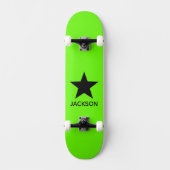 Neon Green Background Black Star Custom Persoonlijk Skateboard (Voorkant)