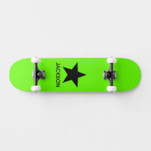 Neon Green Background Black Star Custom Persoonlijk Skateboard (Horizontaal)