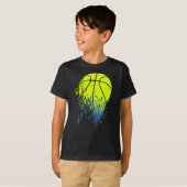 Neon Green Basketball Urban-grafisch demintegreren T-shirt (Voorkant volledig)