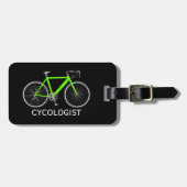 Neon Green Bicycle On Black Bagagelabel (Voorkant horizontaal)