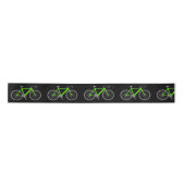 Neon Green Bicycle op zwart Satijnen Lint (Voorkant)