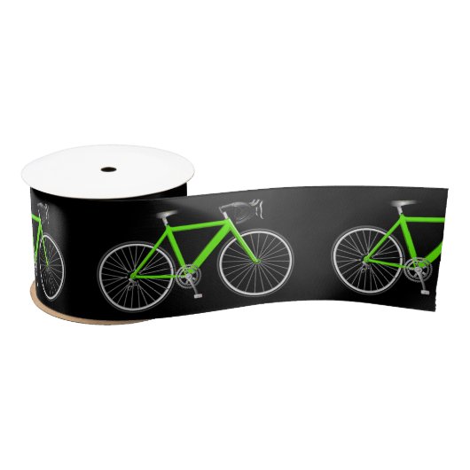 Neon Green Bicycle op zwart Satijnen Lint (Spoel)