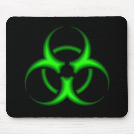 Neon Green Biohazard Symbol Mousepad Muismat (Voorkant)
