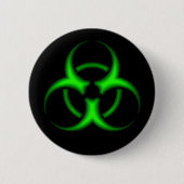 Neon Green Biohazard Symbool Button (Voorkant)