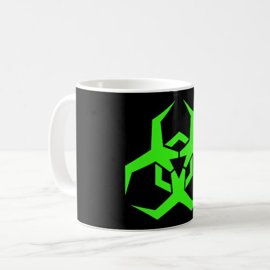 Neon Green Biohazard Symbool Koffiemok (Voorkant links)
