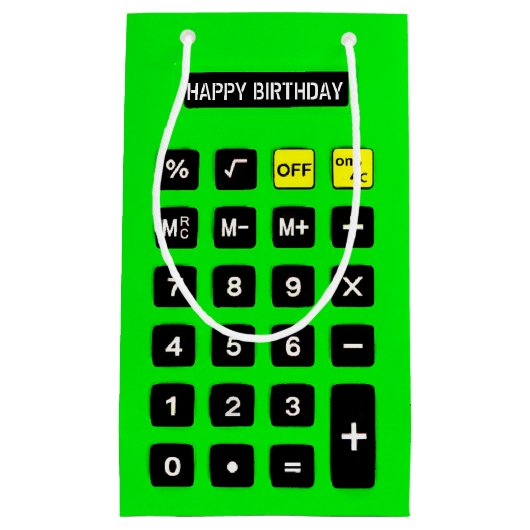 Neon Green Birthday Calculator Klein Cadeauzakje (Voorkant)