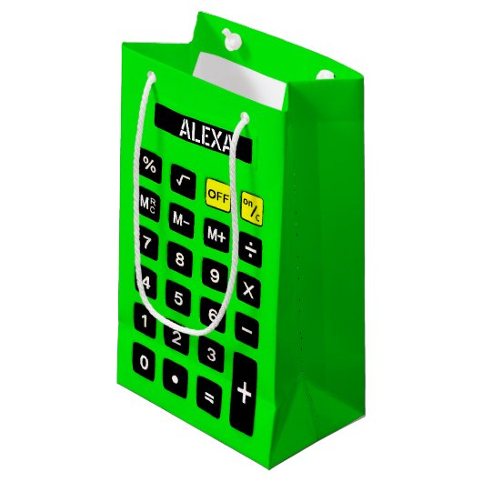 Neon Green Birthday Calculator Klein Cadeauzakje (Voorkant Gekanteld)
