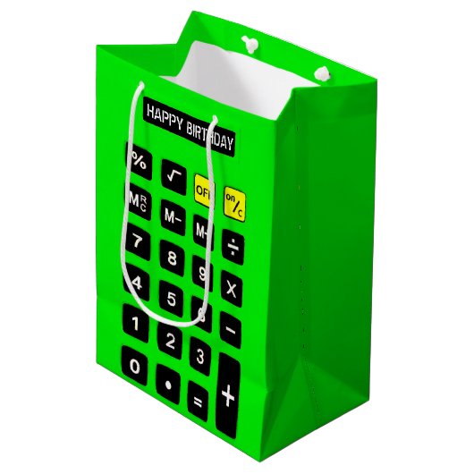 Neon Green Birthday Calculator Medium Cadeauzakje (Voorkant Gekanteld)
