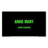 Neon Green Black Aangepast kleurenhuwelijk Modern Magnetisch Visitekaartje (Voorkant)