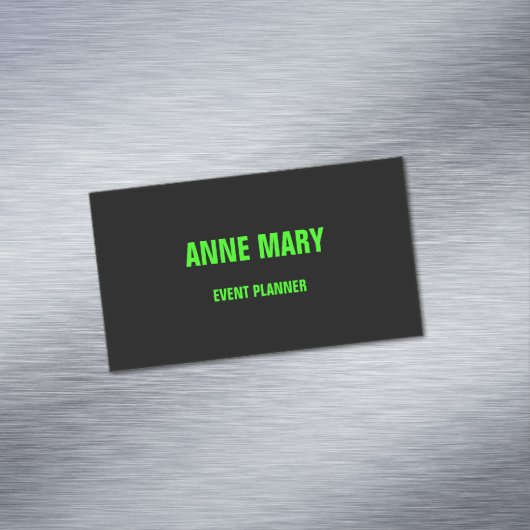Neon Green Black Aangepast kleurenhuwelijk Modern Magnetisch Visitekaartje (Voorbeeld)