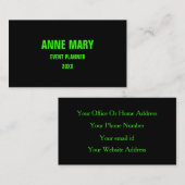 Neon Green Black Aangepast kleurenhuwelijk Moderne Visitekaartje (Voorkant / Achterkant)