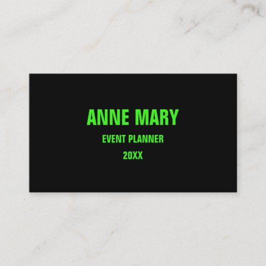 Neon Green Black Aangepast kleurenhuwelijk Moderne Visitekaartje (Voorkant)