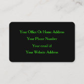 Neon Green Black Aangepaste kleur voor artistieke  Visitekaartje (Achterkant)