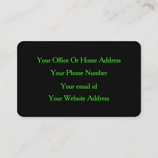 Neon Green Black Aangepaste kleur voor artistieke  Visitekaartje (Achterkant)