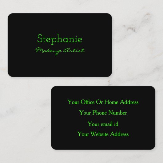 Neon Green Black Aangepaste kleur voor artistieke  Visitekaartje (Voorkant / Achterkant)