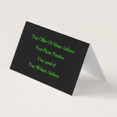 Neon Green Black Custom Color Wedding Event Trendy Visitekaartje (Achterkant)