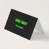 Neon Green Black Custom Color Wedding Event Trendy Visitekaartje (Voorkant)