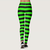 Neon Green & Black Halloween Stripes Witch Costuum Leggings (Achterkant)