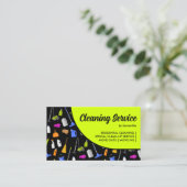 Neon Green Black Modern House Cleaning Service Visitekaartje (Staand voorkant)