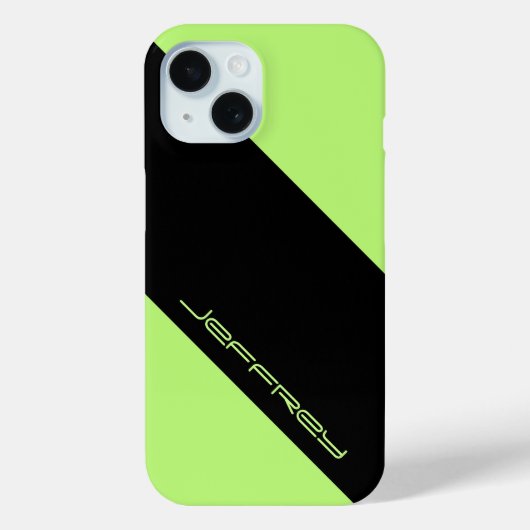 Neon Green & Black, One Stripe, Name, minimalist Case-Mate iPhone Case (Achterkant)