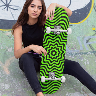 Neon Green Black Pattern optische illusie Aangepas Persoonlijk Skateboard
